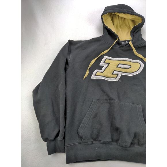 Mens Stadium Athletics Hoodie Sweatshirt Size M Pullover Patch Logo Black Gold - Picture 5 of 11